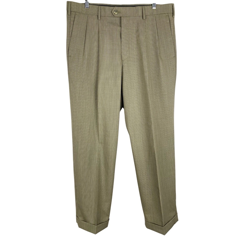 Dockers Premium Pleated Wool Blend Dress Pants Mens‎ 36 Tan Cuffed